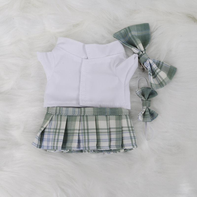 10x20cm College Style Doll Uniform: Pleated JK Skirt Set for Plushie Dolls
