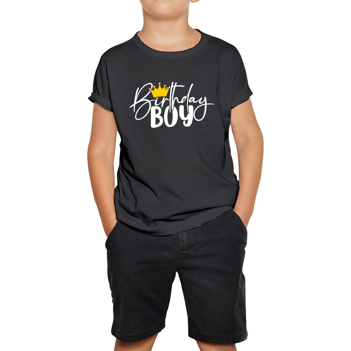 

Birthday Boy King Prince Crown Cute Birthday Party Costume Happy Birthday Kids T Shirt 150