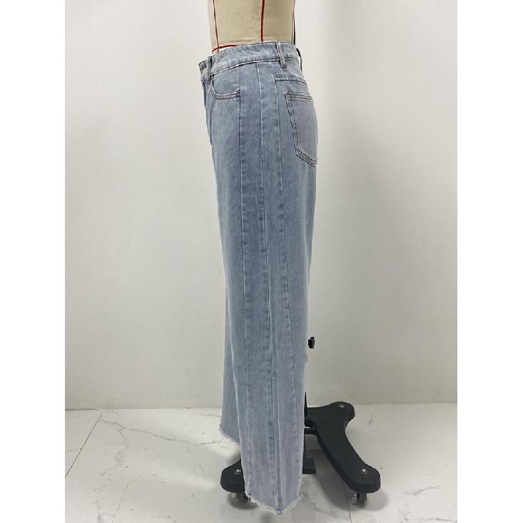 Spodnie jeansowe proste, spłowiałe, postarzane, damskie, vintage, z kieszeniami, wysoki stan, luźny krój, długość do kostek, szerokie nogawki, podstawowe