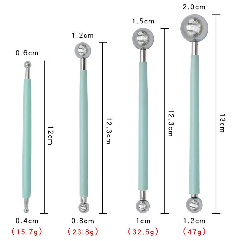 4 Pills Stick Ultralight Clay Soft Pottery Fondant Cake Tools Stainless Steel Baking Petal Ruffle Seamstress Tool Petal Pattern Stick