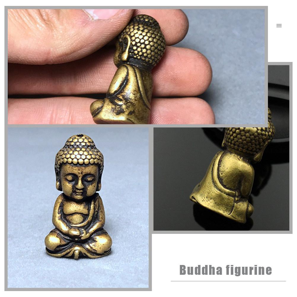 Compact Brass Buddha Sculpture Exquisite Vintage Decor for Desk Home Temple Flat Bottom Not Easy to Overturn Desktop Adornment
