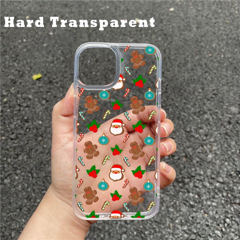 Luxury Cartoon Christmas Clear Phone Cases for IPhone 7 16 11 12 13 14 15 PRO MAX PLUS XSMAX MINI XR X Simple Santa Clear Case