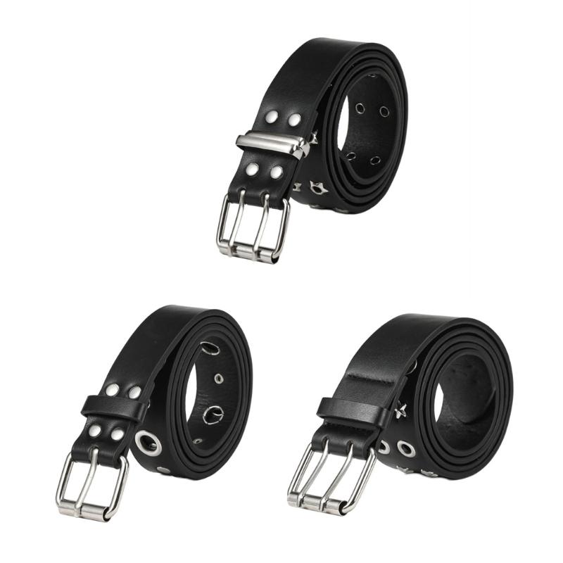 PU Belt Adjustable Double Row Star Grommet Waist Belt Woman Jeans Dresses Skirt Coat Decors Motorcycle Western Belt