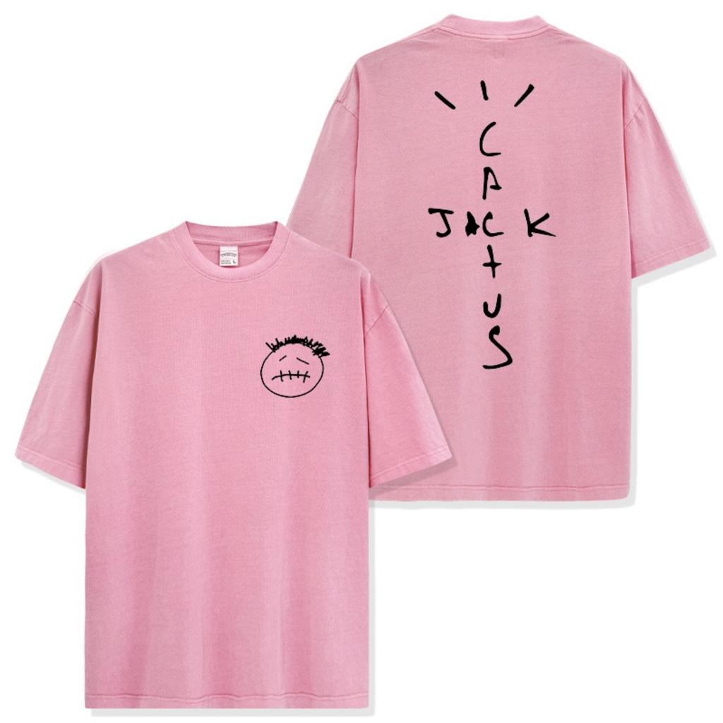 FlowStreet 100% Bavlna Oversized Tričko pro Muže Ženy HipHop Prané Trička Cactus Jack Krátký Rukáv Dárkové Vrcholy