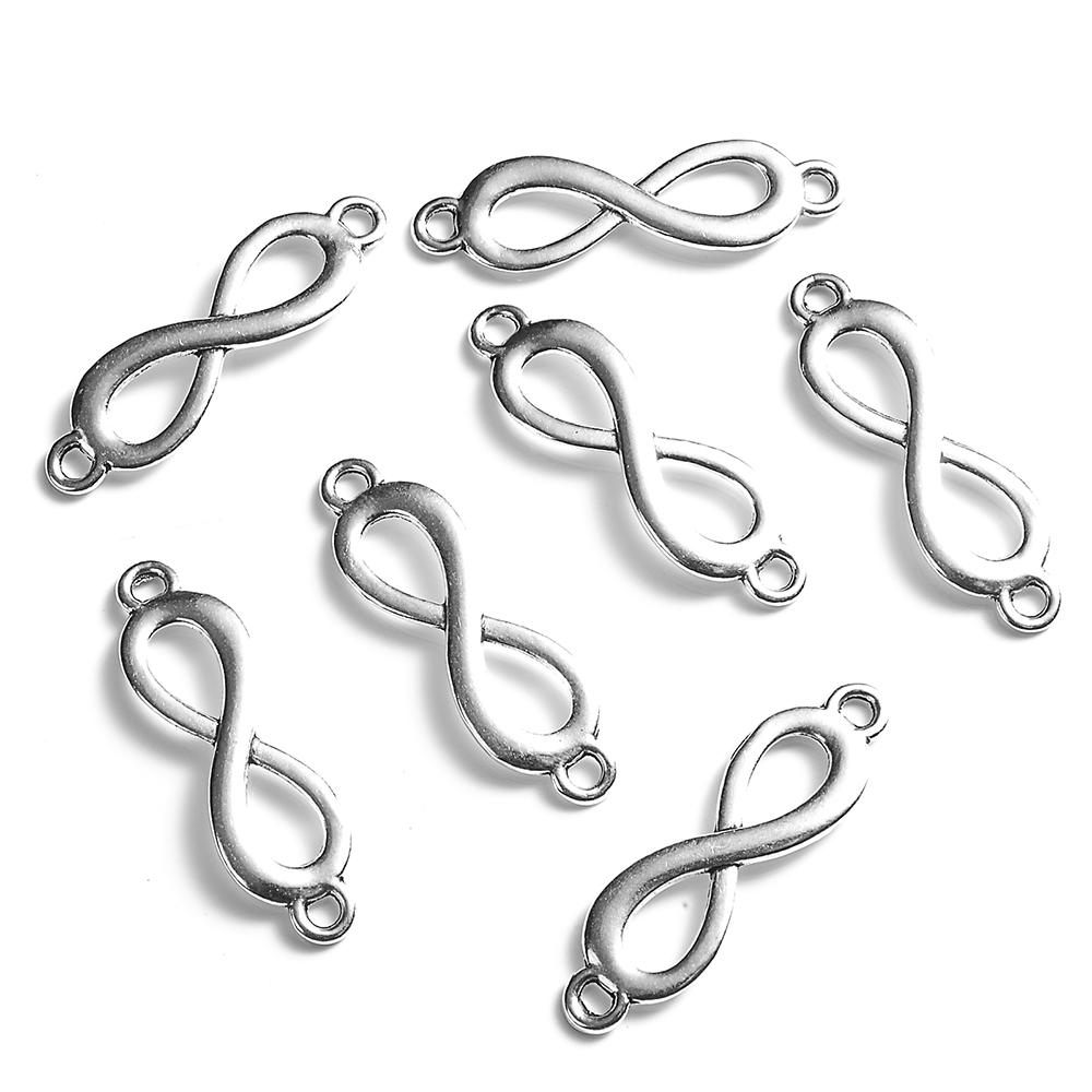 100Pcs Antique Metal Infinite Shape Beads 8 Forever Sign Spacer Beads For Jewelry Making Bracelet Necklace Findings Supplies