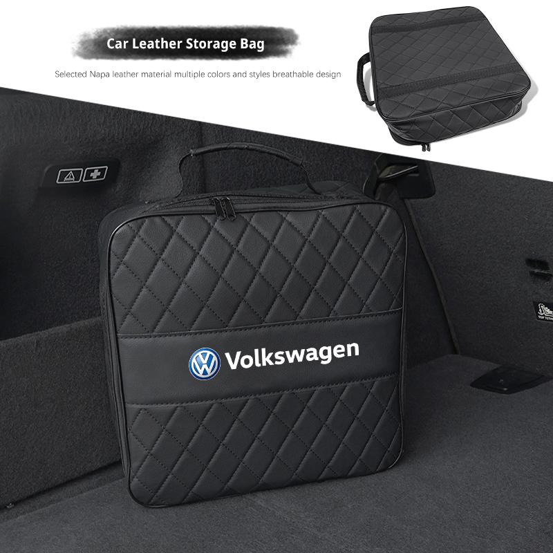 Car Leather Storage Bag High-capacity Auto Trunk Handbag For Volkswagen VW GTI Polo Golf Passat Tiguan Arteon Touareg CC Taigo zf0