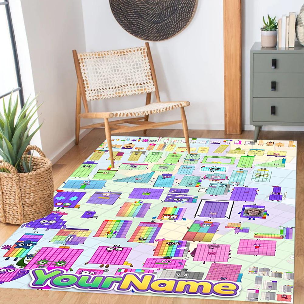 Tappeto Design Personalizzabile con Testo Numberblocks per Stanza del Dormitorio, Sale Giochi, Soggiorni, Balcone, Tappeto Antiscivolo, Ufficio, Arredamento Casa