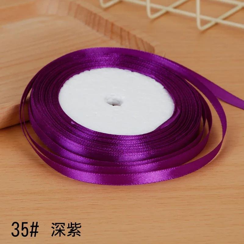 6mm Satin Ribbon DIY Artificial Silk Material Christmas Halloween Wedding Birthday Party DecorationHandmade Bows Gift Wrapping
