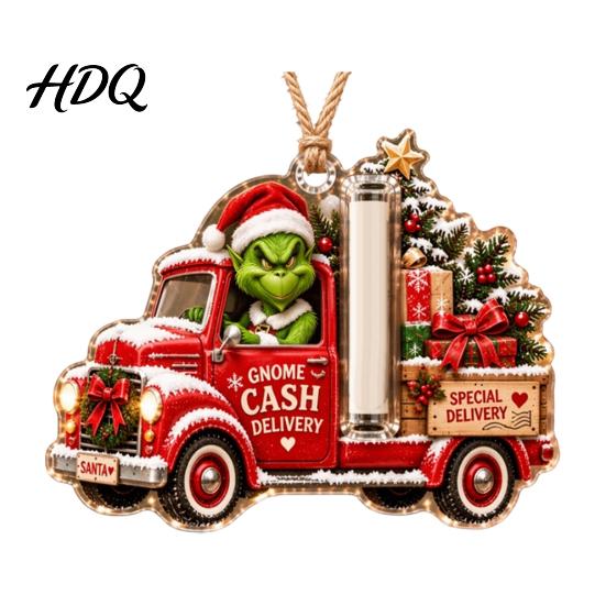 Christmas Tree Decoration with Money Clip Cash Gift Ornament 2D Acrylic Green Elf Card Decoration Personalized for Teenagers Xmas Hanging