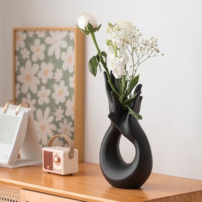 Abstrakte Handkeramikvase, moderne minimalistische Körperkunst, handgeformter Blumenpflanzenhalter, Behälter, Home-Office-Mittelstück, Schreibtisch-Dekoration
