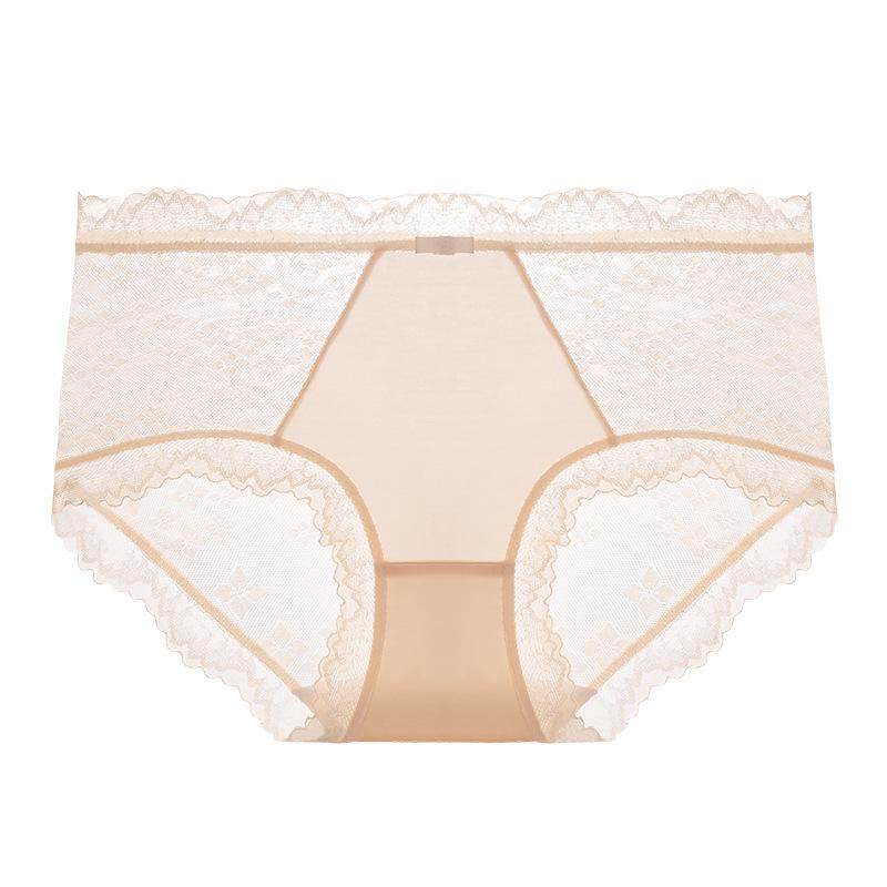 Women s Mid-Waist Lace Breathable Cotton Panties XL