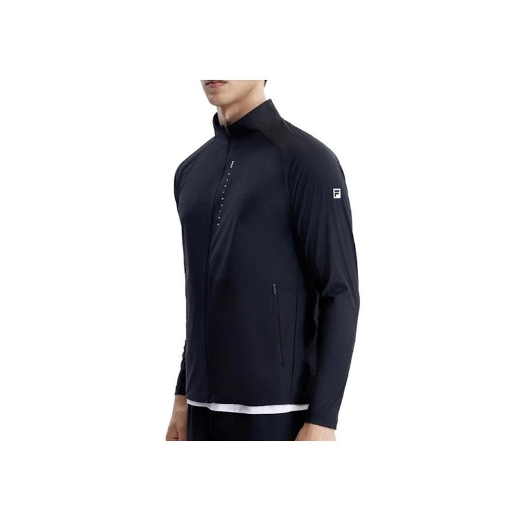 Fila Fitted Logo Design Stand Collar Sports Long Sleeve Jacket Men Jackets Black A11M321504F-BK