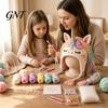Handcrafted Warm Winter Accessory Animal Hat Crochet Kit, Fantasy Hood DIY Cute Theme Knitting Patterns Unicorn Fox Frog Earflap Crafting Kit