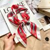 Commuter elegant flower silk scarf women's contrasting color retro printing satin scarf shirt with multi-purpose decorative small scarf