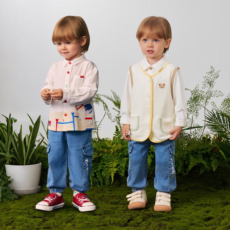 PawinPaw Baby Boy Cartoon Bear Cuffed Denim Jeans