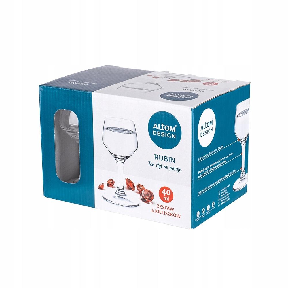 Kieliszki szklane do wódki nalewki na nóżce zestaw 6 sztuk 40ml