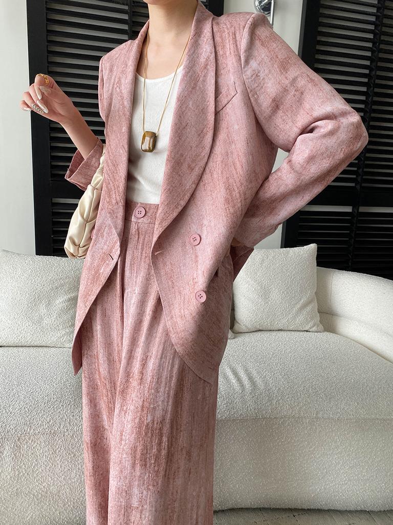 Sijan Early Spring New Arrivals Linen Blend High Intelligence Old Money Drip Suit Jacket Wide Leg Pants Set Sn