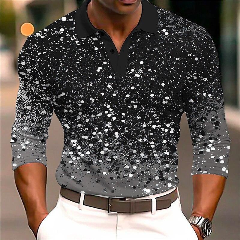 Men's Long Sleeve Striped Polo Shirt, Casual Versatile Top for Daily Wear