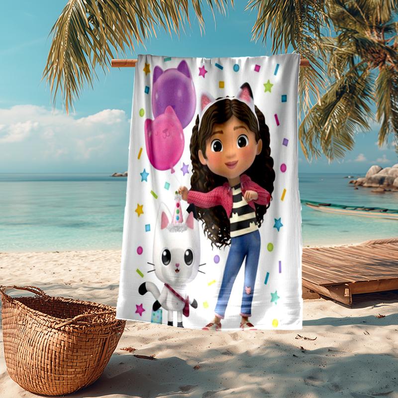 Ultra-Soft Beach Towel with Gabby’s Dollhouse Theme,Ideal for Pool - Camping, Diving - Perfect Travel Essential, Vibrant Beach Towel.