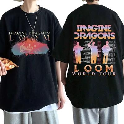 Imagine Dragons Loom World Tour T Shirts Hip Hop Rock Band Vintage Men T-shirt Fans Gift Cotton Loose Cozy Short Sleeve T Shirts