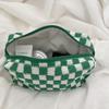 Knit Check Pouch B Cosmetic Mini Sanitary Napkin Square Zipper Cotton
