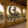 Crescent Moon Garden Ornaments Witch Wind Chime Gothic with Black Cat Hanging Bell Halloween Decorations Mystical Decor for Porch Patio Balcony