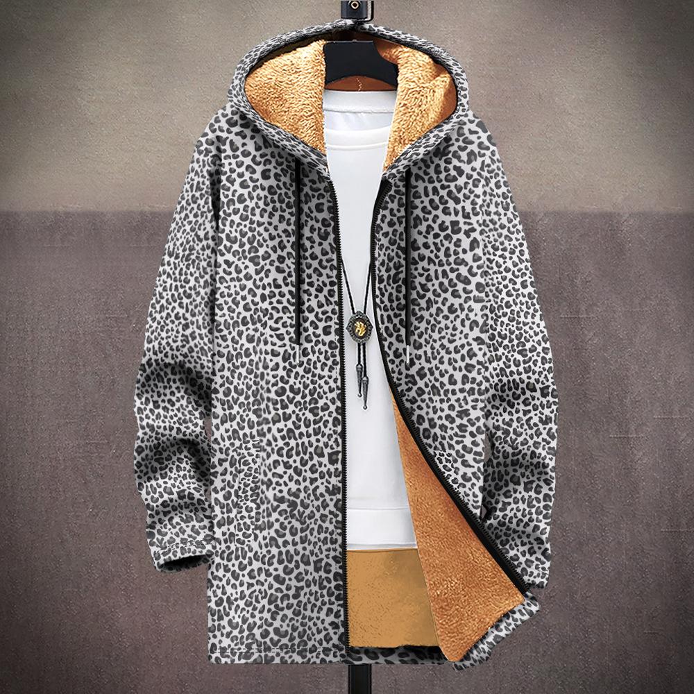 New Jacket Multi-colored Pattern Elements B1 Zipper Hooded Cardigan Thickened Winter Fleece Trendy Padded Clothes