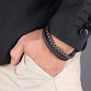 Lucky Vintage Men's Leather Bracelet Black Brown Charm Multilayer Braided Women Pulseira Masculina