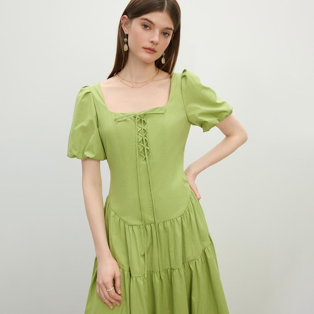 Wednesday Delight Wd_Strap Puff Sleeve Dress