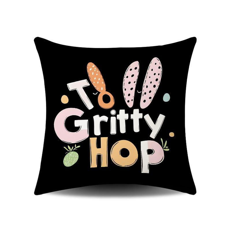 

Home Pillowcase Easter Series Rabbit Carrot Resurrection Element Festive Atmosphere Pillowcase linen-45x45cm double-sided [without pillow core]
