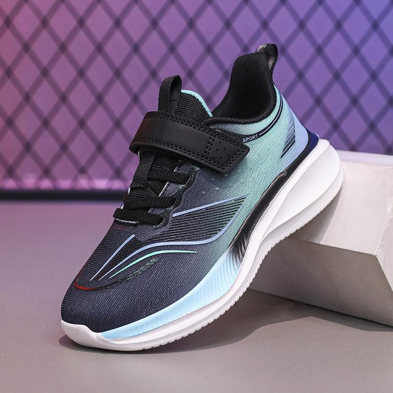 Children's Sports Shoes Spring New Mesh Boys Velcro Casual Shoes Lightweight Shock Absorption Girls Students Running Shoes