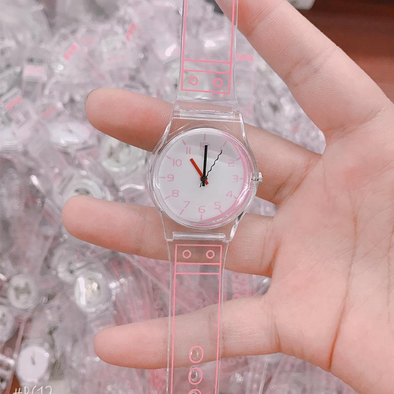 

UTHAI CE59 Fashion Casual Men s and Women s Student Children s Watch Simple Digital Scale Transparent Strap Quartz Watch