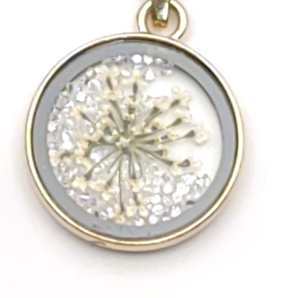 Butterfly Sweater Necklace with Preserved Dried Flowers