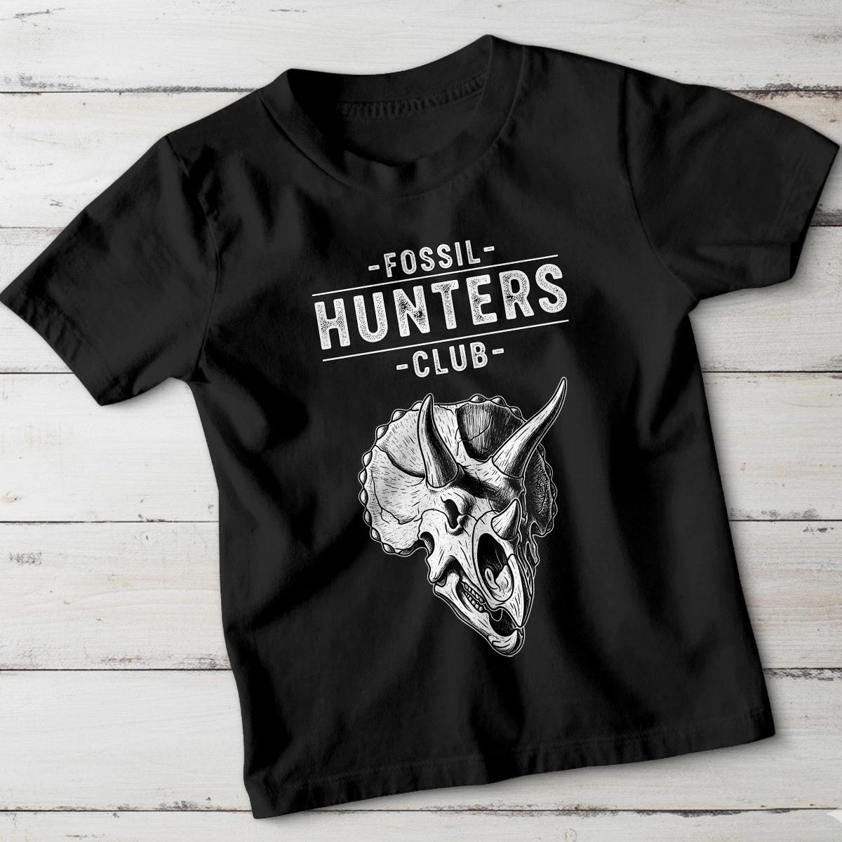 Fossil Hunters Club Triceratops Skull Animals Paleontology Kids Tee 100