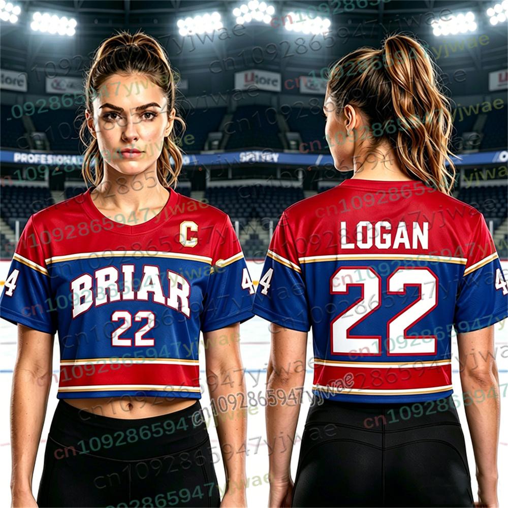 Hors Campus Briar University Maillot de Hockey Graham 44 22 DI LAURENTIS 66 T-shirt Manches Courtes Maillot Femme Crop Top Tee Top