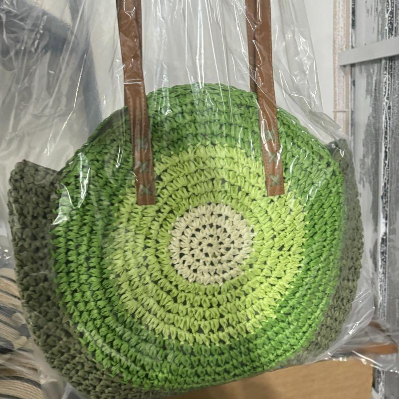 Single Shoulder Round Straw Bag Straw Bag New Hand-woven Bag Women's Large-capacity Casual Women's Bag Vacation Beach Bag