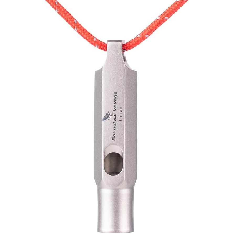 Boundless Voyage Titanium Whistle Emergency Survival Safety Whistles with Lanyard Loud for Outdoor Camping Hiking Coaches Training Sports Keychain