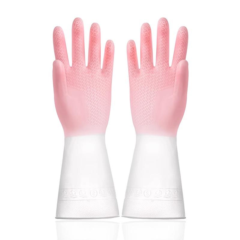Damskie wodoodporne lateksowe rękawice do zmywania naczyń - Trwała guma do czyszczenia kuchni