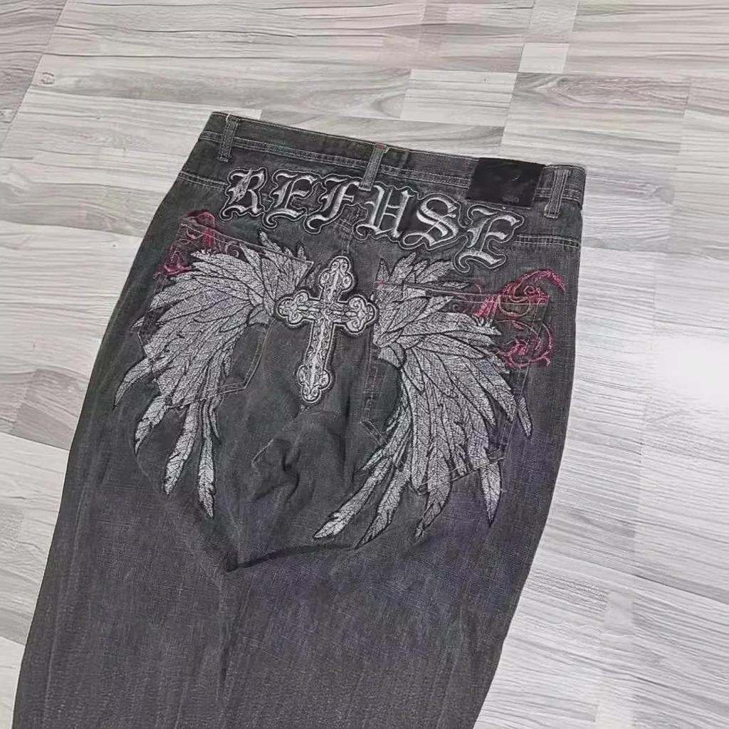 Bigboy Men's American Street Hip-Hop Print Casual Straight Jeans