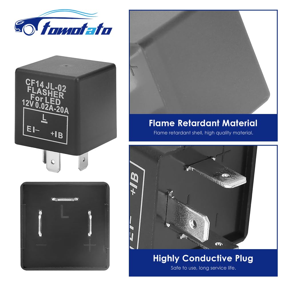 12V LED Flasher Relay, CF14 JL-02 3 Pin LED Flasher Flash Relay for Car Motorcycle Turn Signal Light Hyper Flash Fix