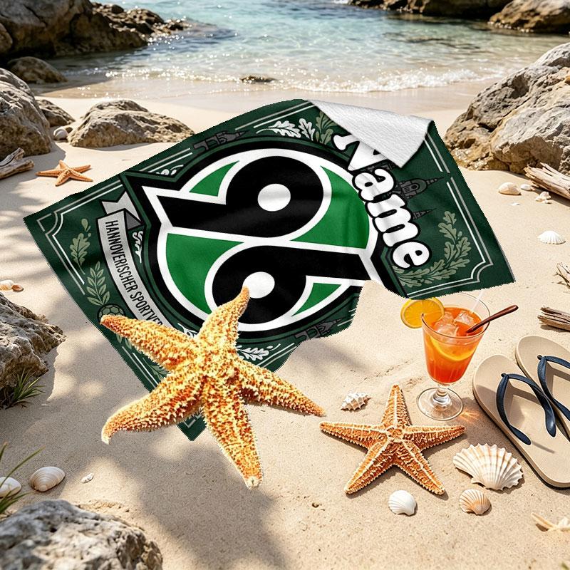 Custom Name Personalized Hannover 96 Football Print Beach Towel, for Trip Camping Beach Party Home Decor, Birthday Gift for Family & Friends