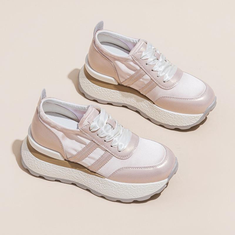 8Cm small inner height increase women's new summer satin breathable platform casual shoes
