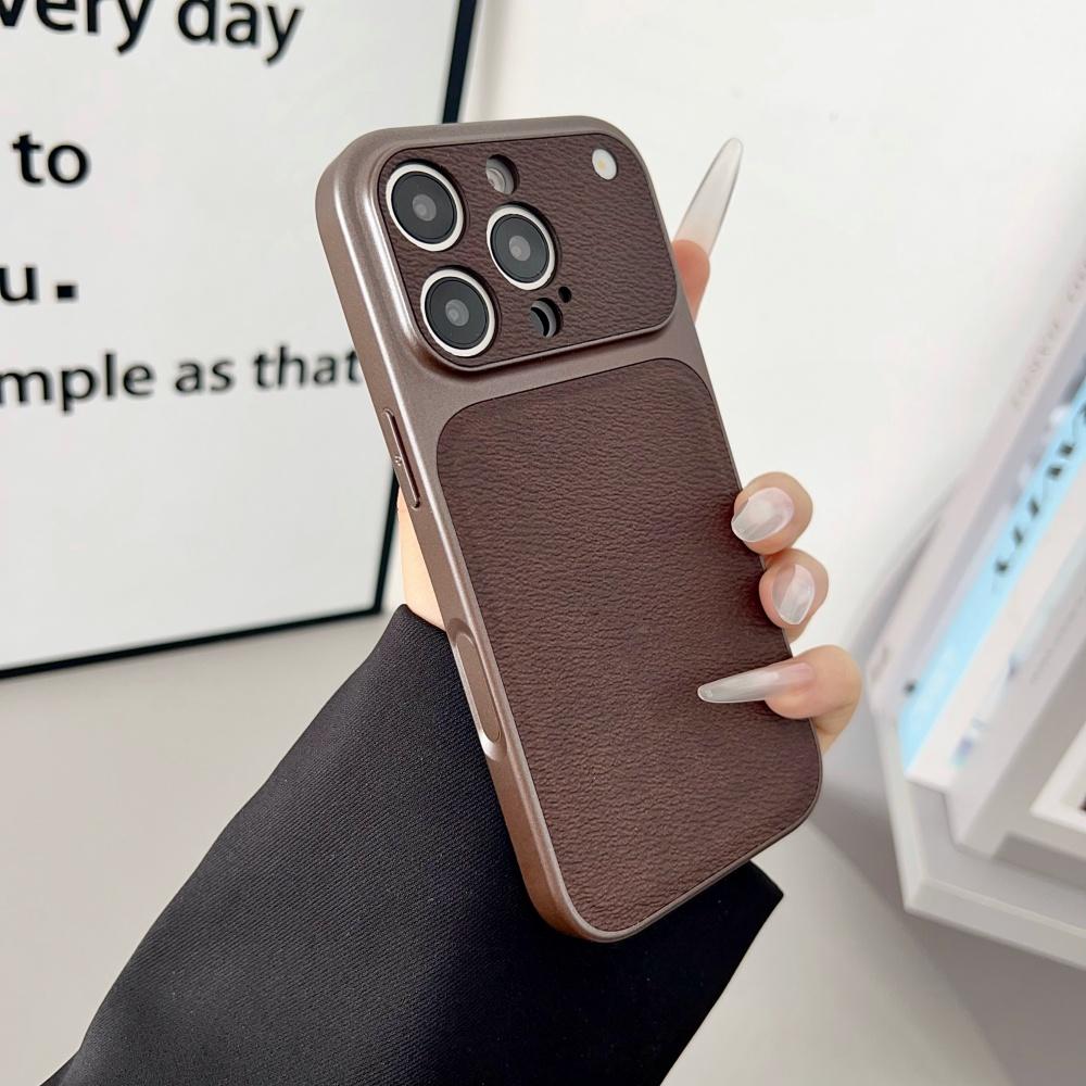 Original Frosted PU Leather Texture Phone Case For iPhone 17 Air 16 15 14 13 Pro Max Nonslip Shockproof Soft Orange Bumper Cover