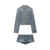 Conjunto de Chaqueta Vaquera + Minishorts de Moda Femenina Europea y Americana