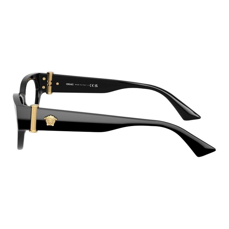 Versace Brand Logo Avatar Design Acetate Cat Eye Optical Glasses Women's Black 65990461 VE3366 GB1-Black 53