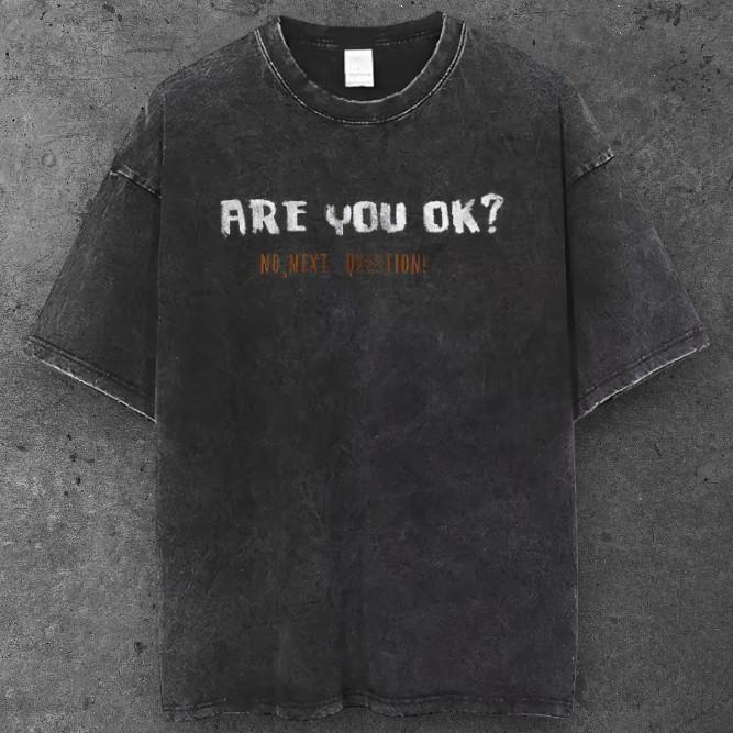 Unisex Ironic Quote Oversized T Shirt Washed Black Y2K Streetwear S-2XL S
