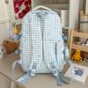 Schoolbag healing department blue and white plaid full of vitality schoolbag Korean ins college style junior high school girls sweet backpack