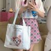 Large capacity tote bag women's new cartoon printed handbag shopping bag mommy canvas shoulder