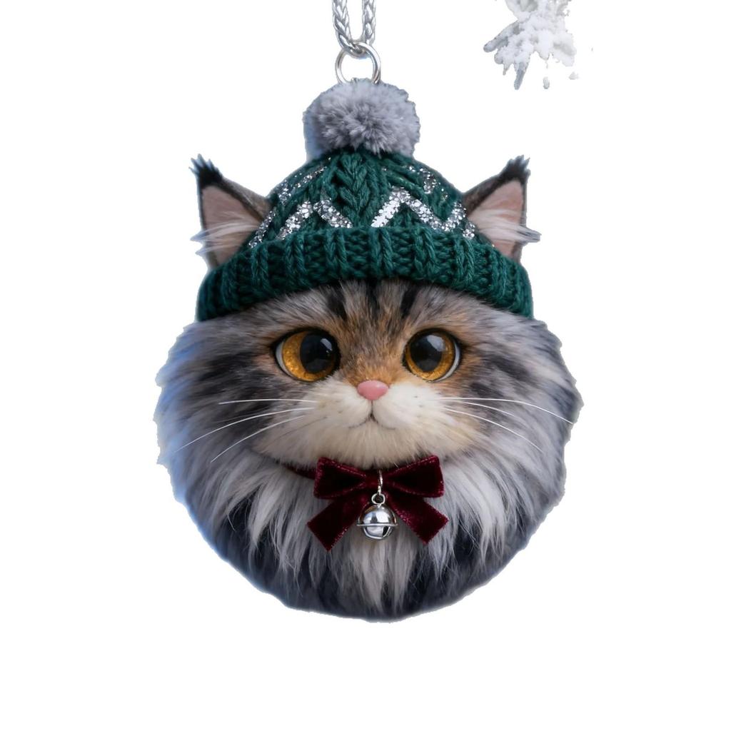 Cute Cartoon Cat Acrylic Fur Ball Pendant