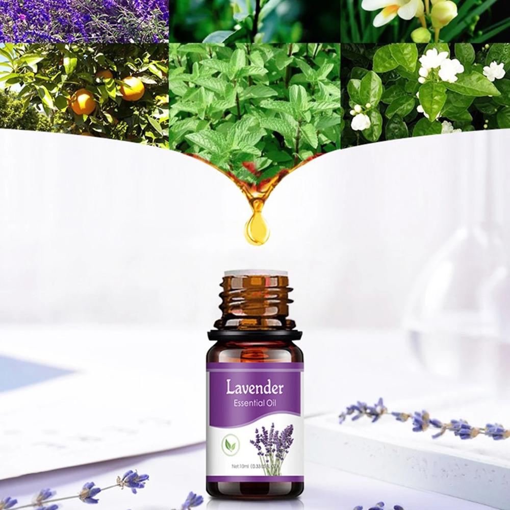 6pcs Essential Oil Set 10ml pure natural aromatherapy essential oil Lemon Mint Rose Tea Tree Lavender Jasmine diffusing Candle.